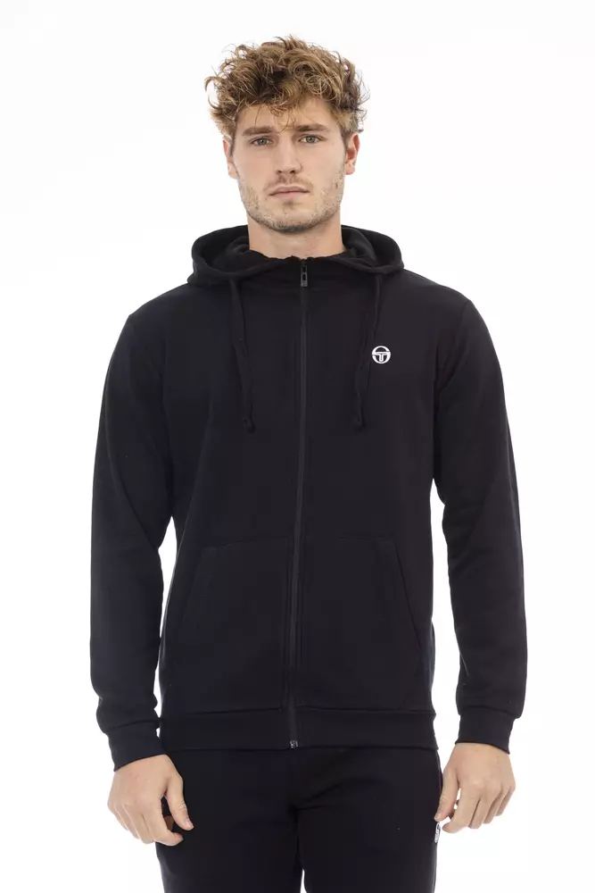 

Черная хлопковая мужская толстовка с капюшоном Sergio Tacchini
