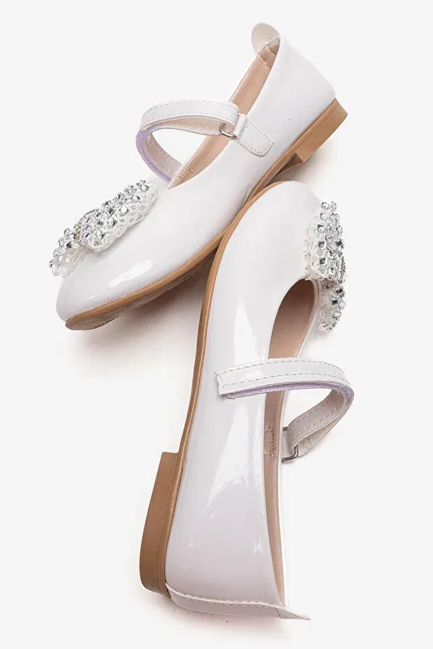 Детские балетки для девочек с ортопедической стелькой Minican, White Patent Leather — фото 4