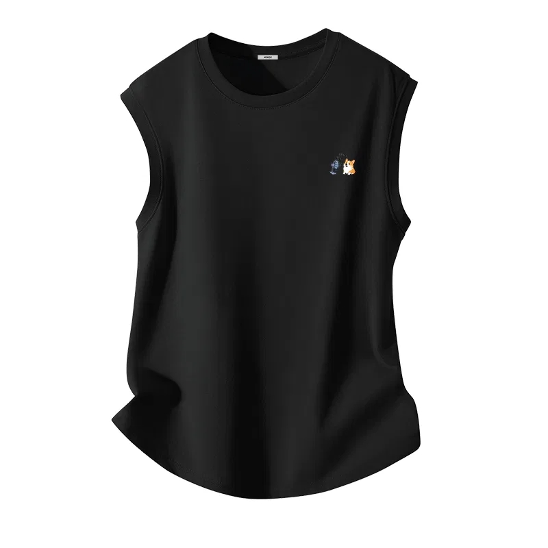 Детская майка с принтом Corgi Chest Logo MINISO, 40° Refreshing Black