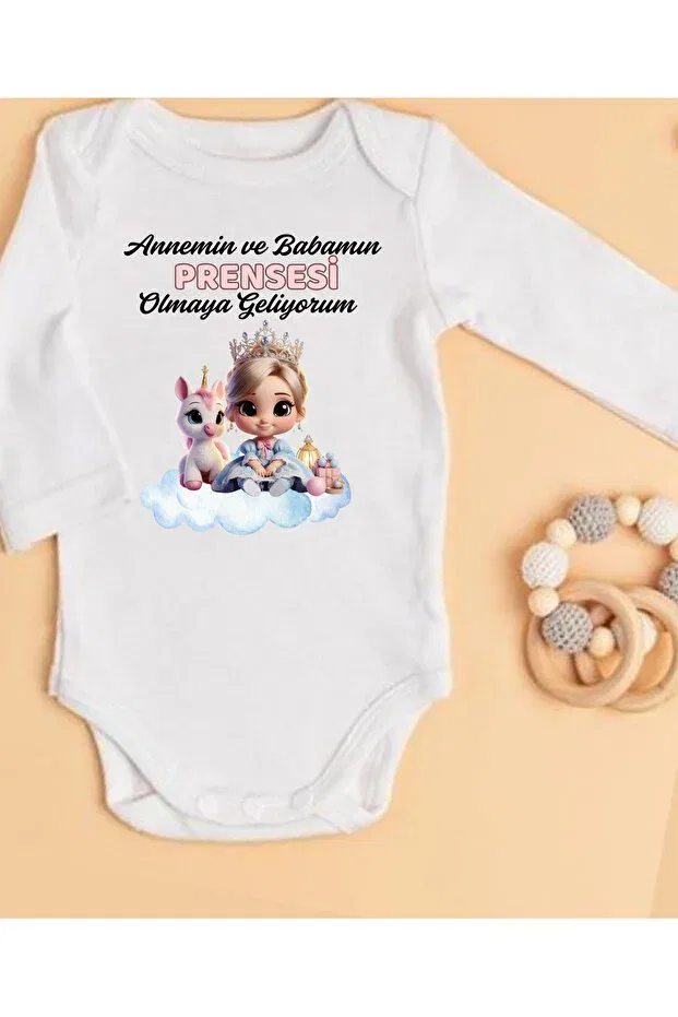 Детское боди с принтом Lupi, Bej Bebe Pembe