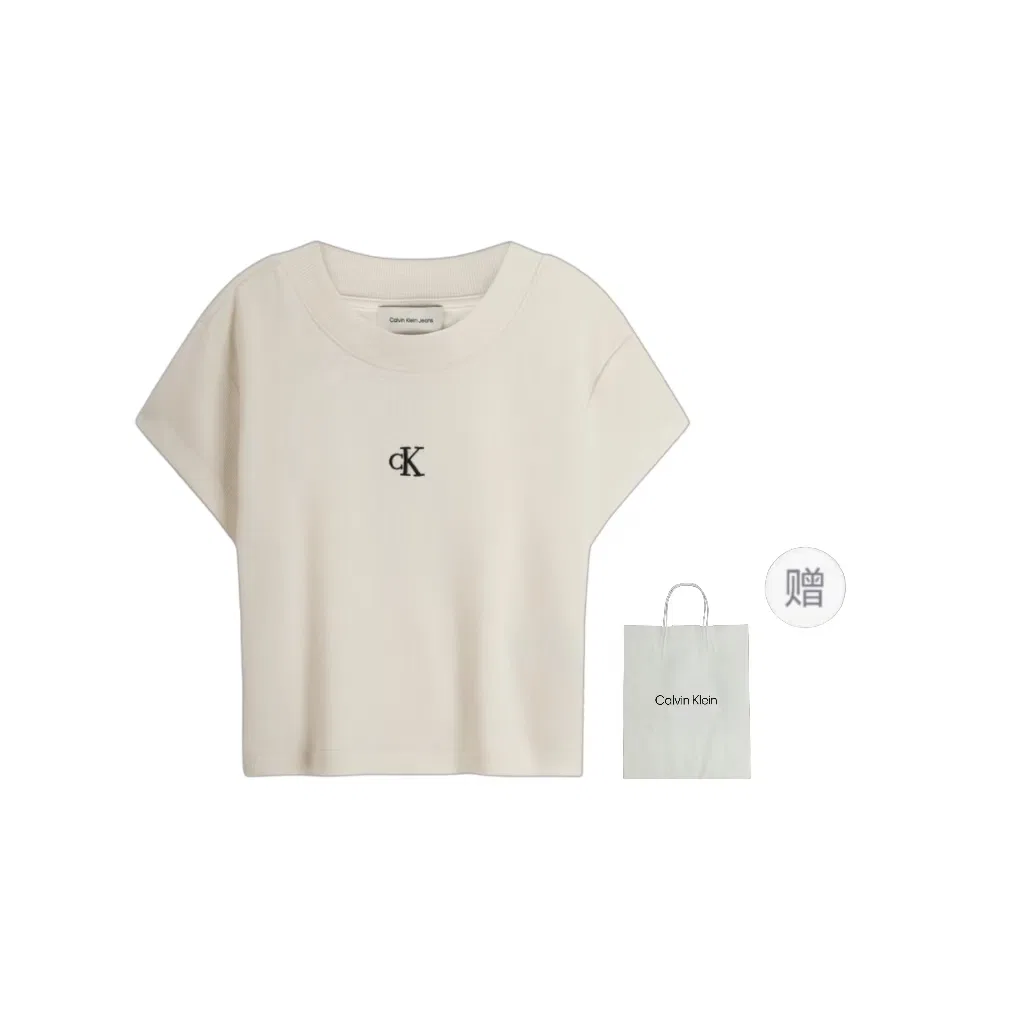 Футболка с круглым вырезом Calvin Klein, Ivory White