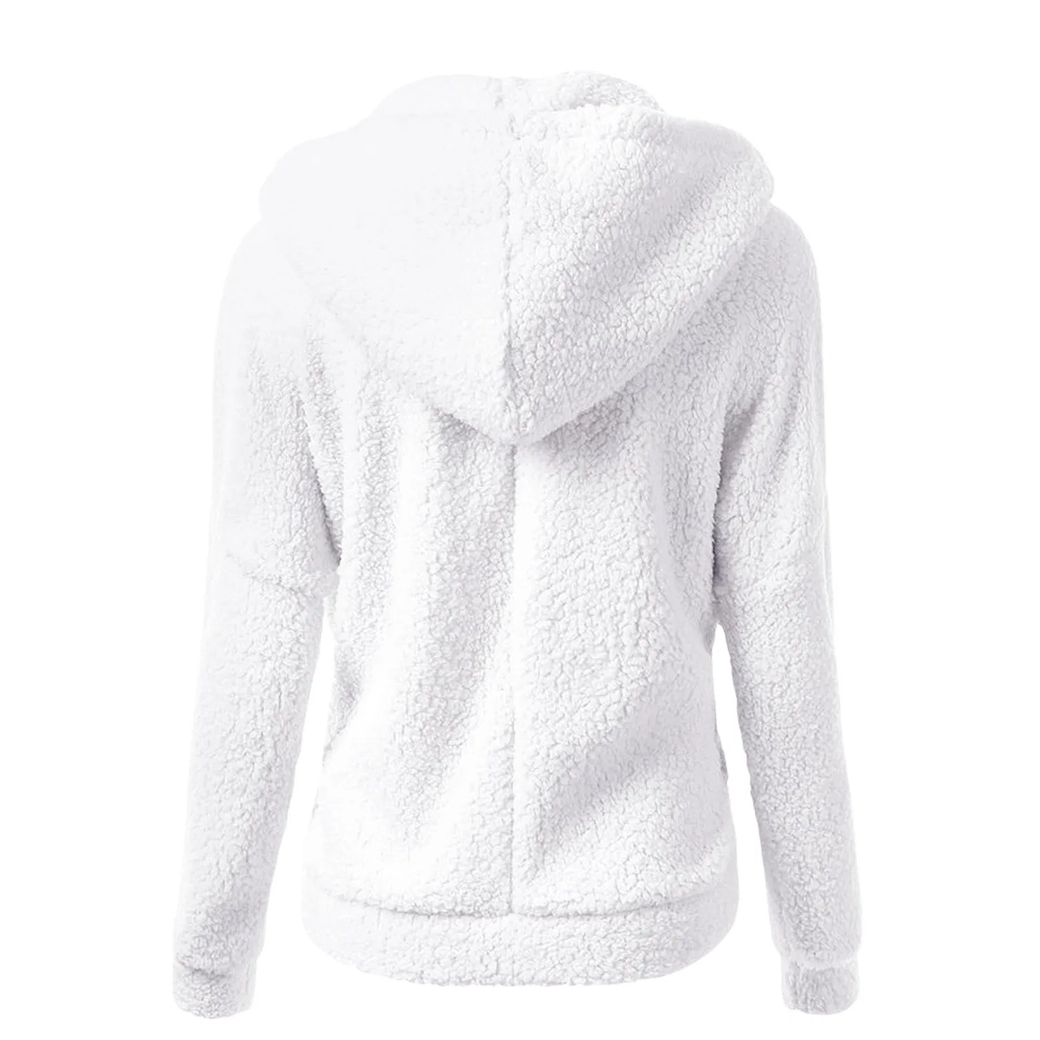 Женская куртка с капюшоном из флиса с молнией, с принтом, Oversize, Bianco — фото 4