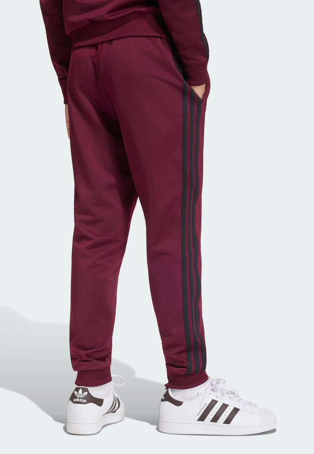 Зауженные брюки Adidas Originals SST рубиново-красного цвета — фото 3