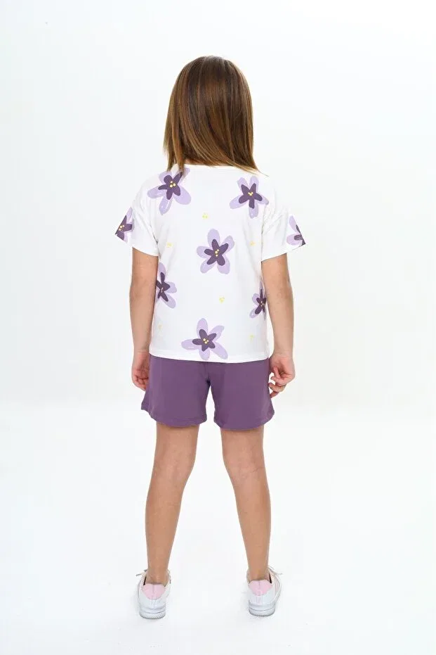 Детский комплект шорт для девочек с принтом Garni Flower Toontoy, Purple — фото 2