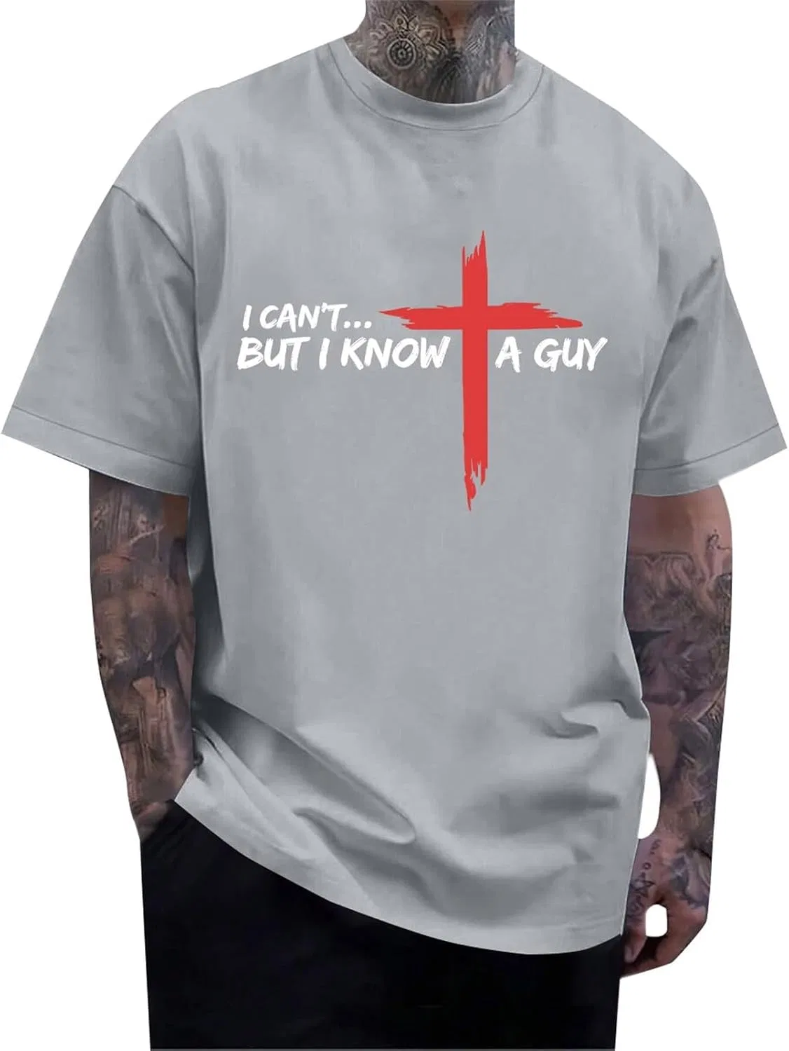 Мужская футболка с крестом Christian, Light Ashy