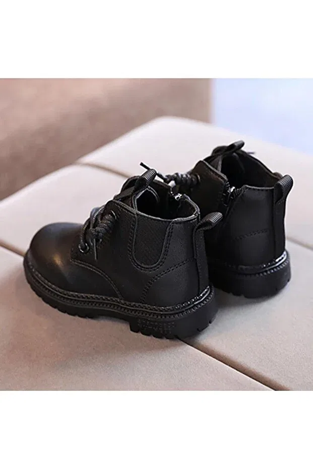 Детские ботинки для девочек на молнии и шнуровке Butik, Black — фото 2