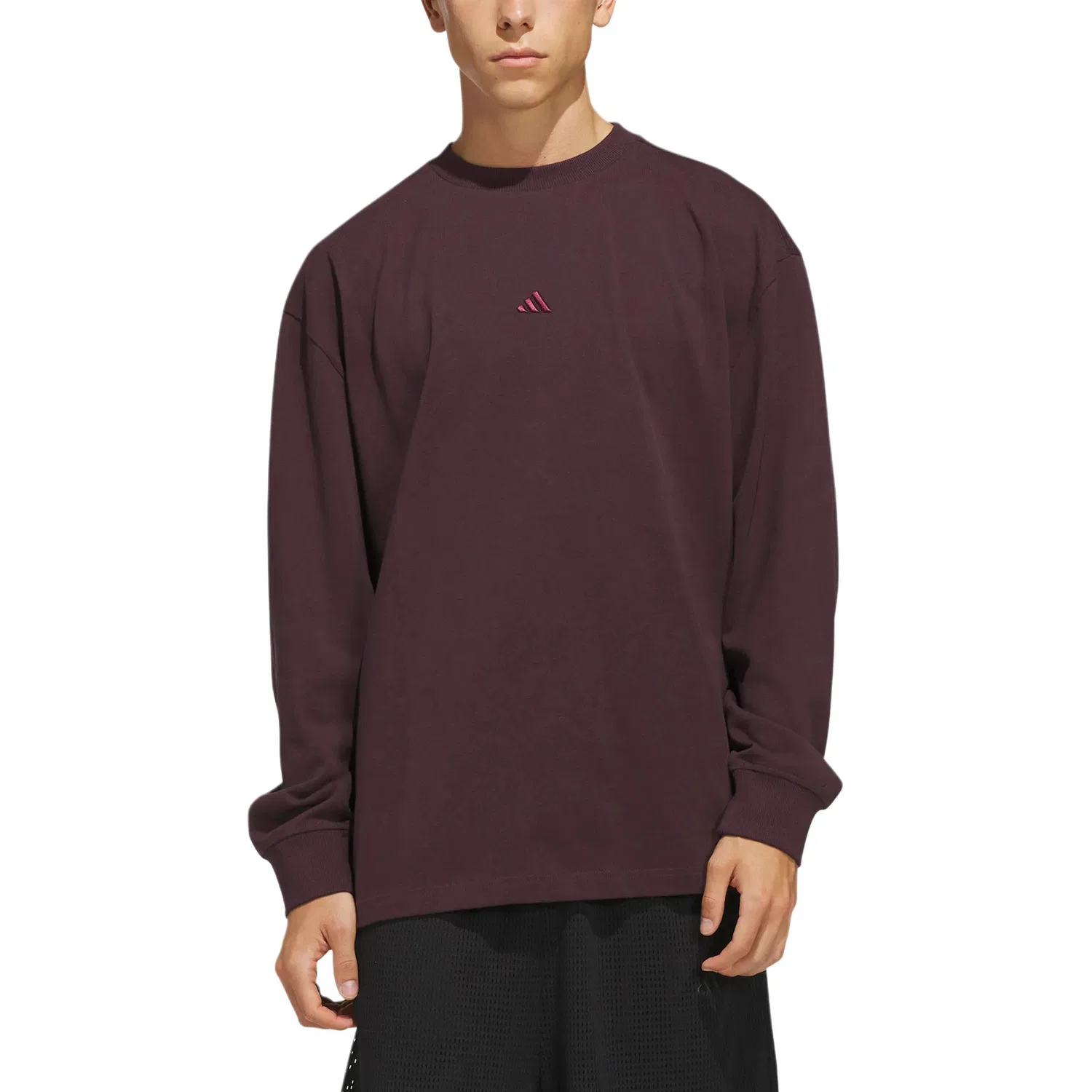 Футболка Adidas Basketball с круглым вырезом, Dark Reddish Purple — фото 4