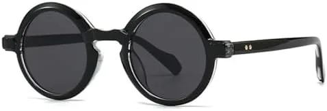 

Популярные круглые солнцезащитные очки 2027 года для женщин, ретро-градиентные очки с защитой от УФ-излучения UV400, модные панк-очки с заклепками MTZJH, Black Gray