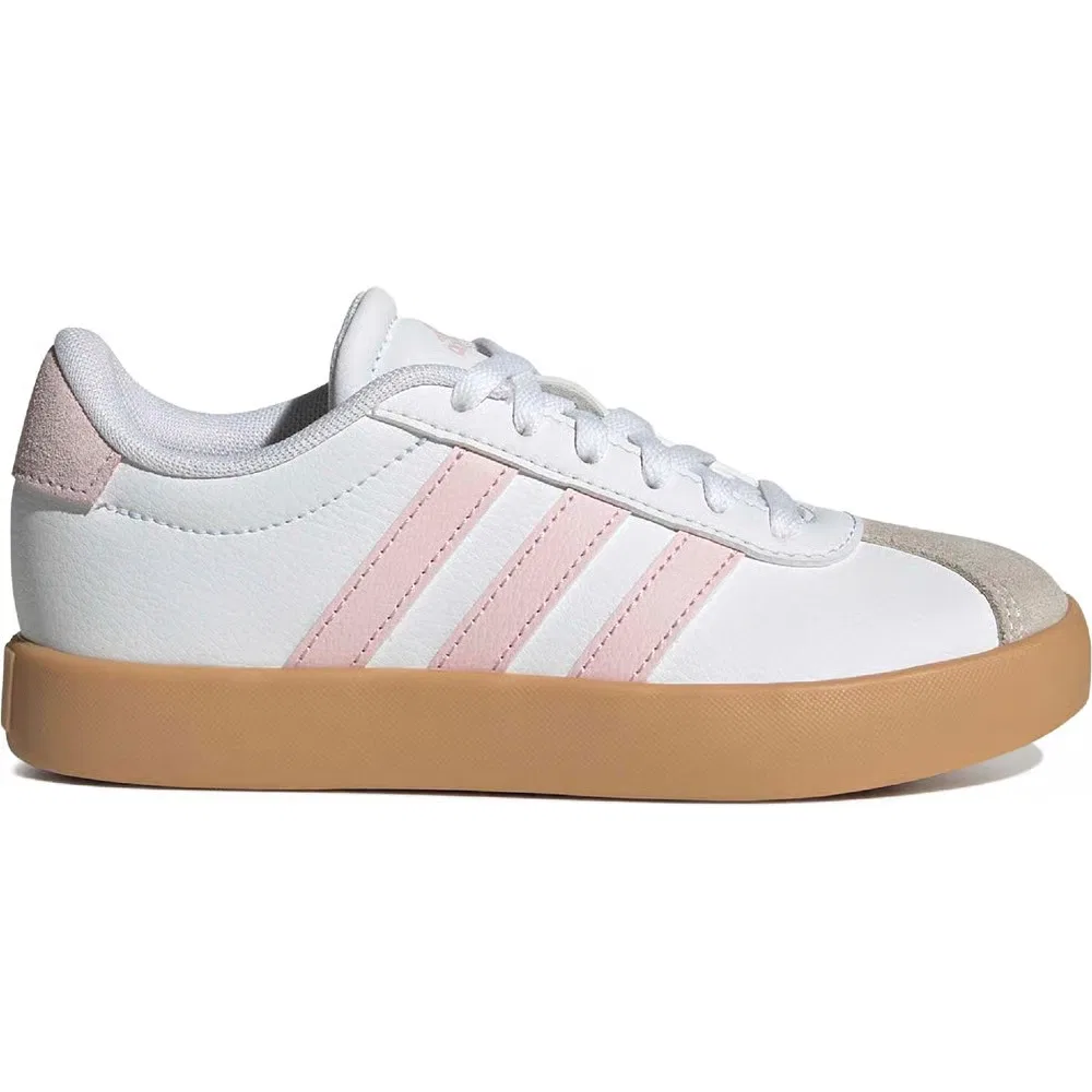 Детские кроссовки VL Court 3.0 Adidas, White/Pink/Tan — фото 2