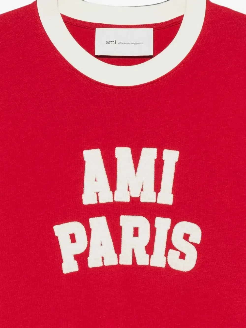 Футболка с логотипом и цветовыми блоками Ami Paris, красный — фото 3