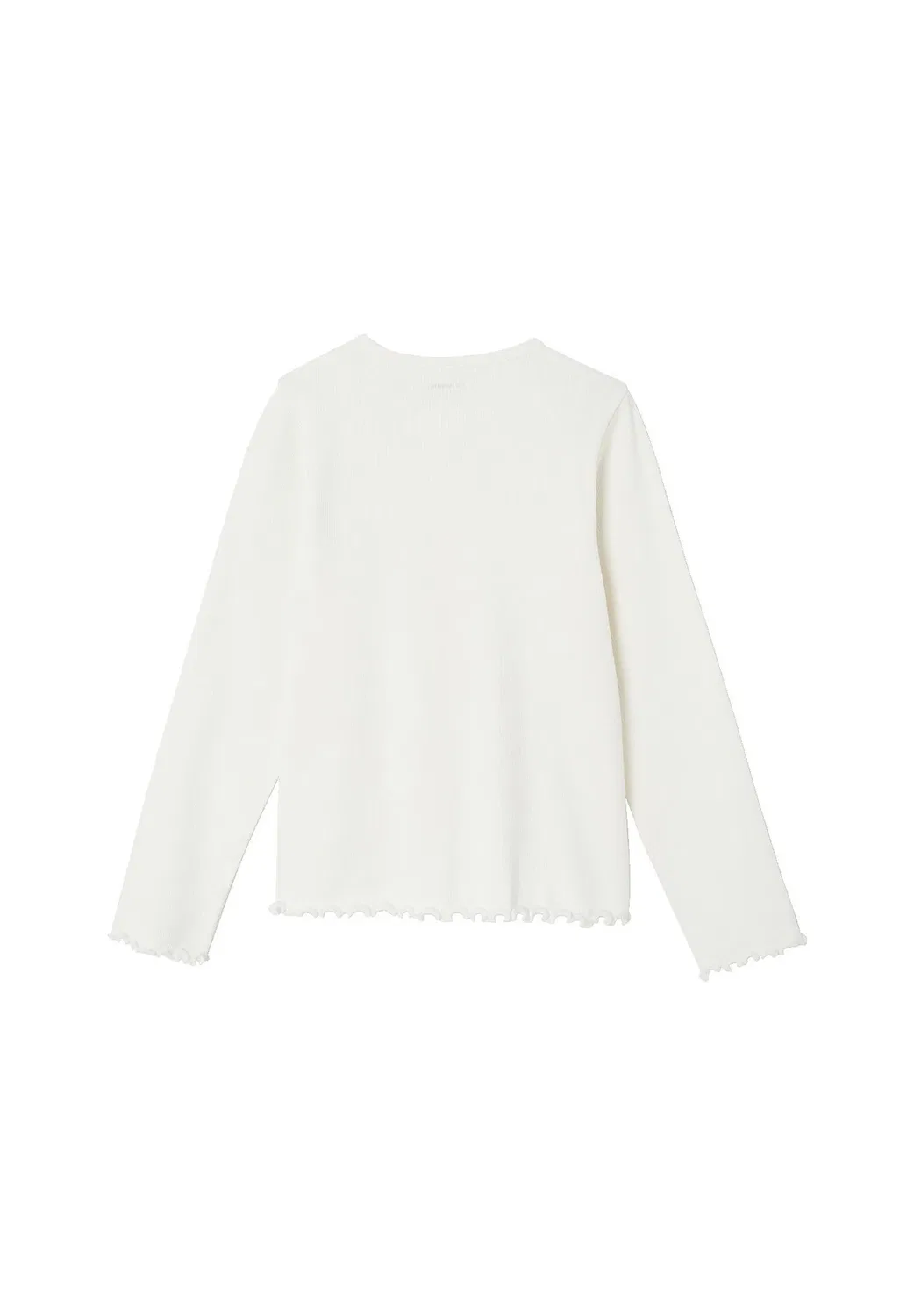 Langarmshirt aus ripp mädchen, zierknopfleiste - топ с длинными рукавами Vertbaudet, Wollweiß — фото 2