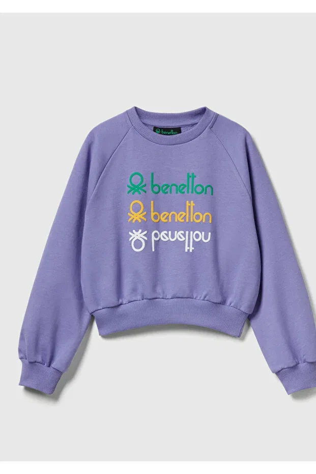 Детские свитшот для девочек с принтом Stranger Things Front Print United Colors Of Benetton, Lilac