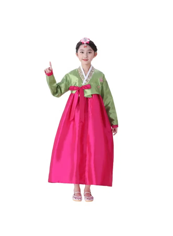 Костюм ханбок с шелковой юбкой комплект Korean girls kids hanbok Al Aoyama, зеленый
