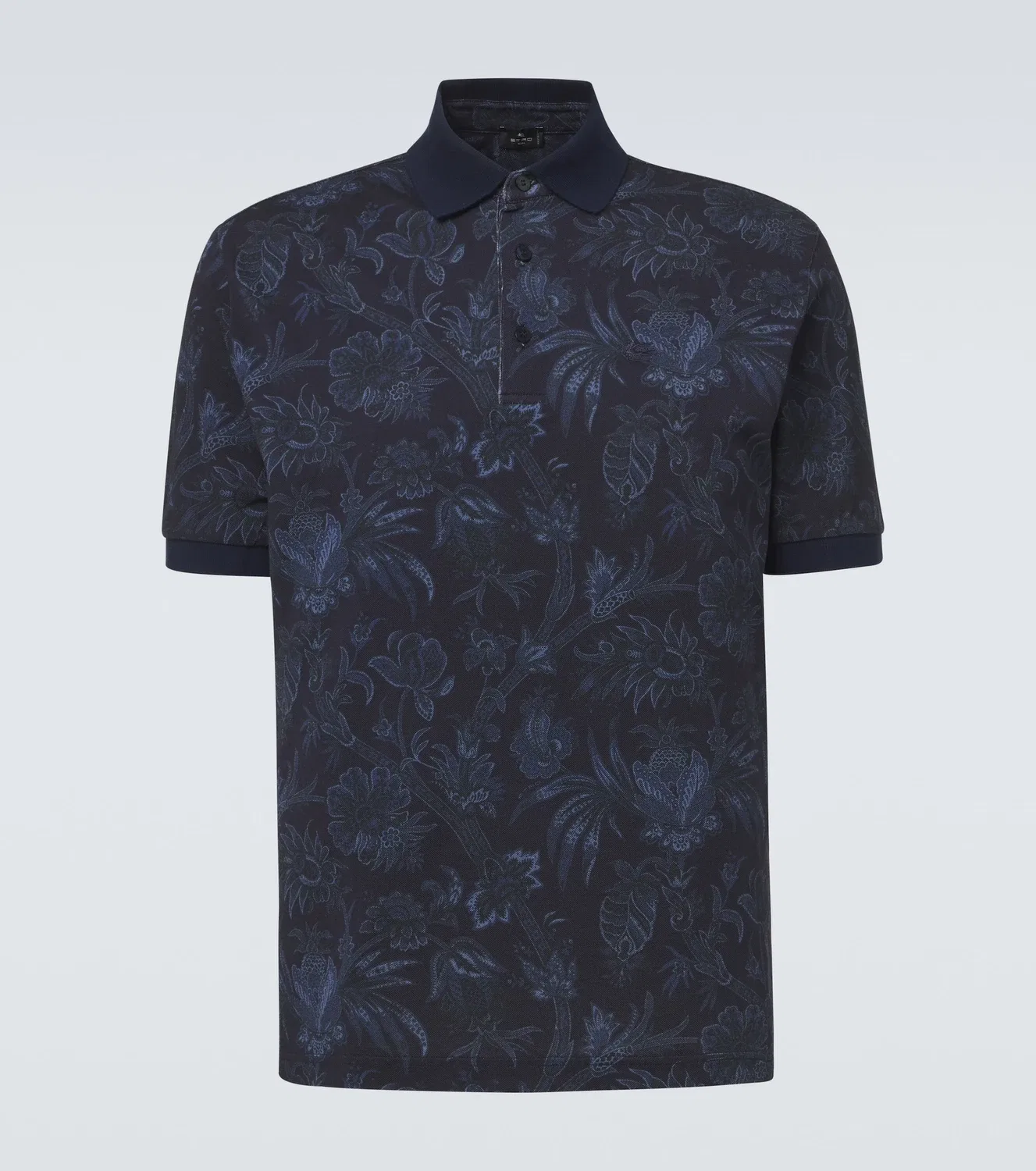 Набивное поло из хлопкового пике ETRO, синий