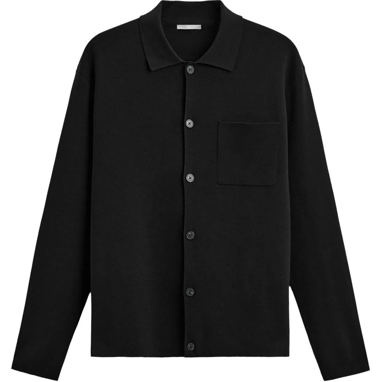 Мужская рубашка с отложным воротником ZARA, Black