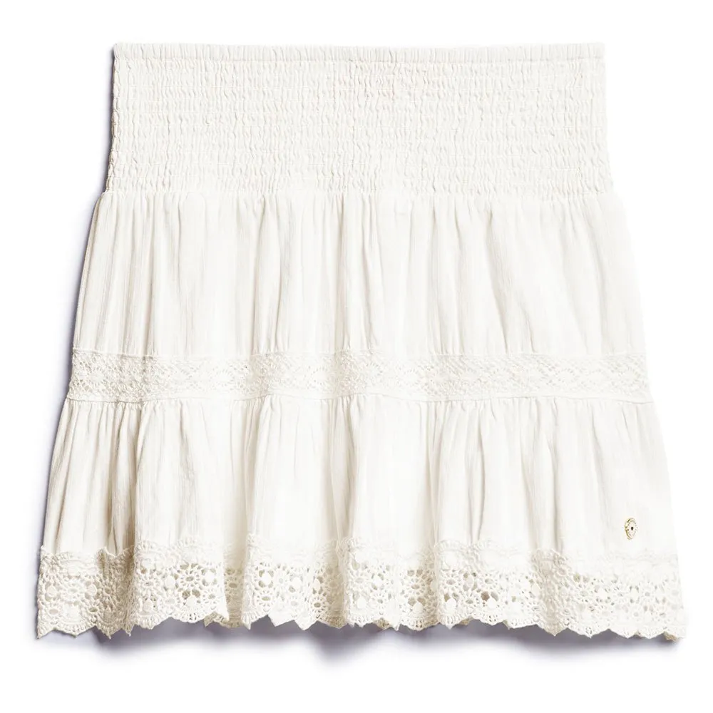 Юбка Superdry Ibiza Lace Mix short skirt, бежевый — фото 3