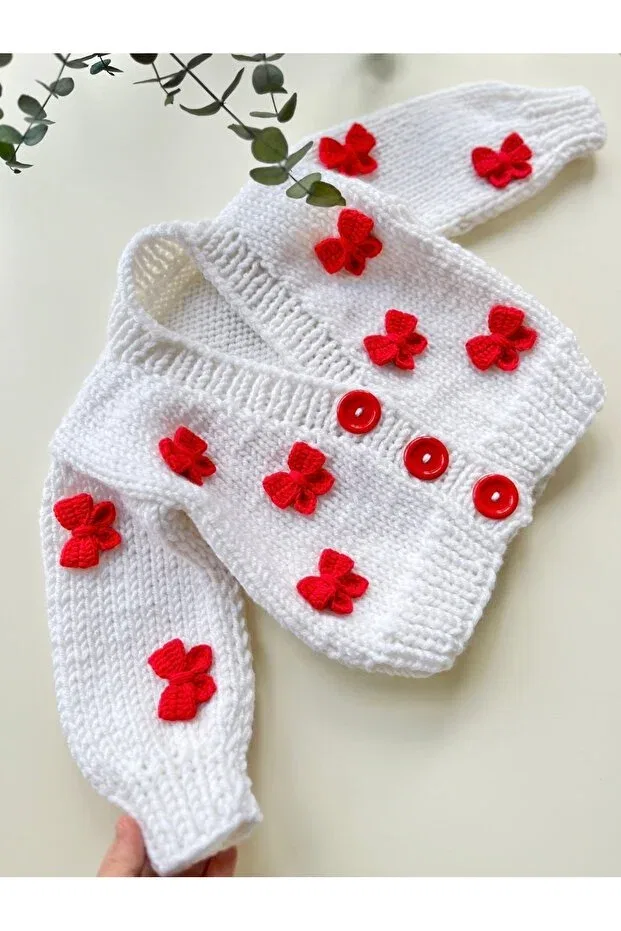 Детский кардиган для девочек с принтом Bow Cardigan Alis Baby Collection, Red