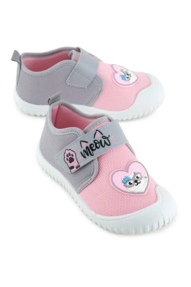 Детские повседневные туфли для девочек из льна Gezer, Pink-Grey — фото 2