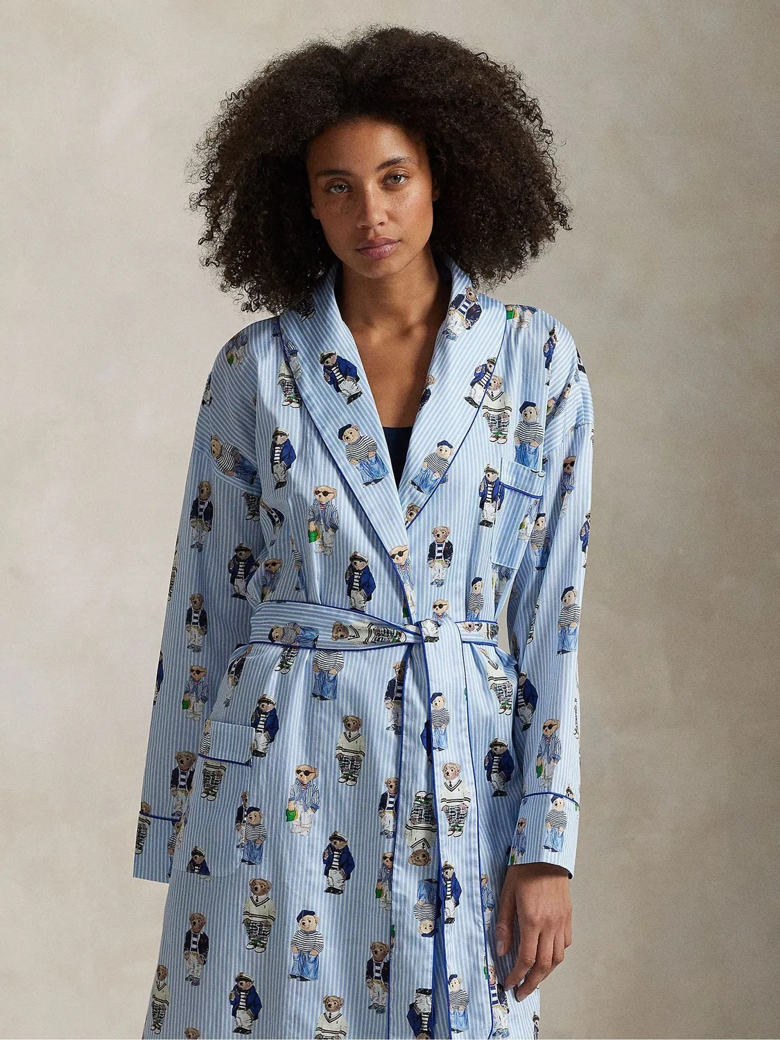 Халат с принтом Polo Bear, хлопок Polo Ralph Lauren, синий — фото 3
