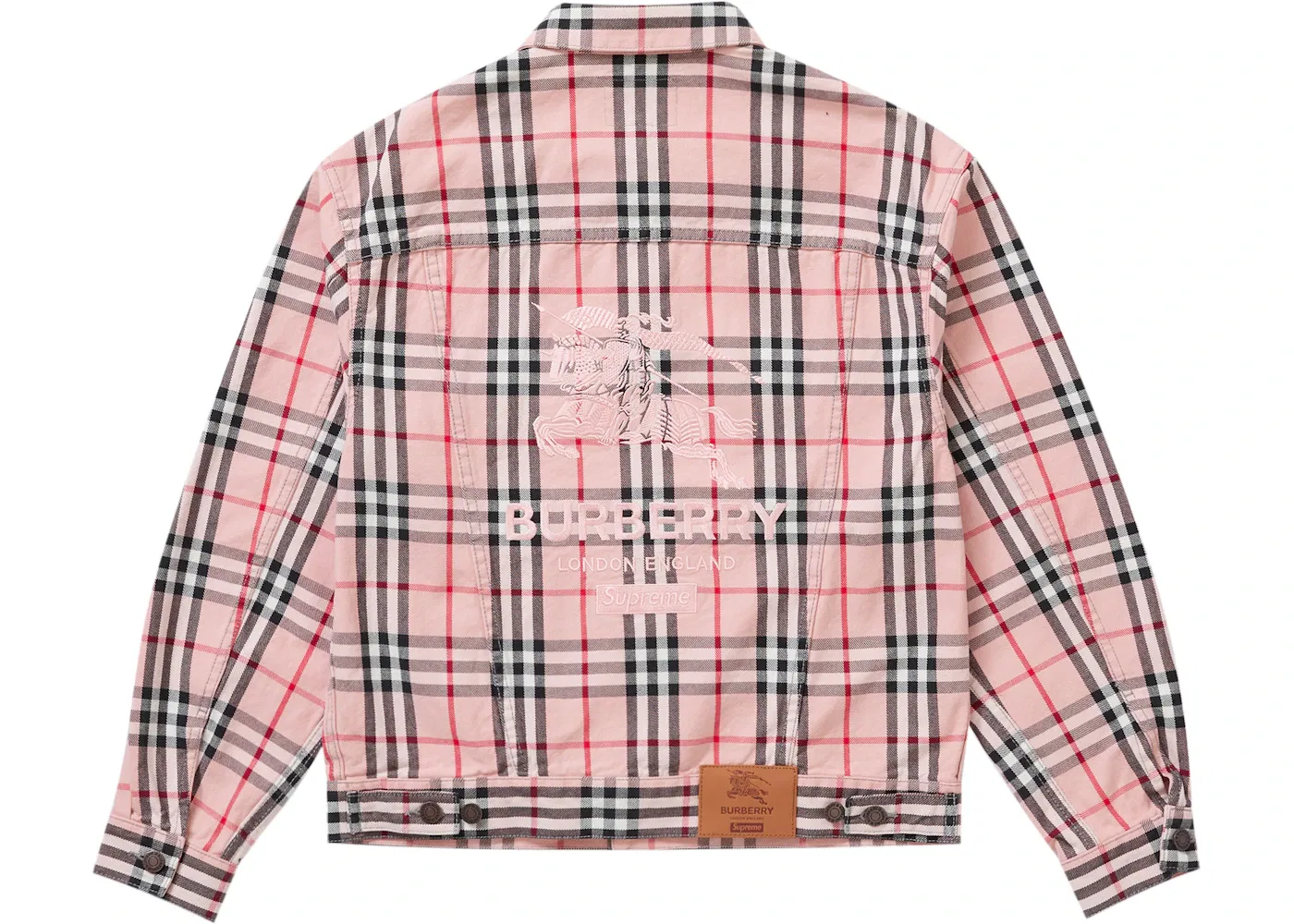 Мужская джинсовая куртка-тракер с принтом Supreme Burberry, Pink — фото 2