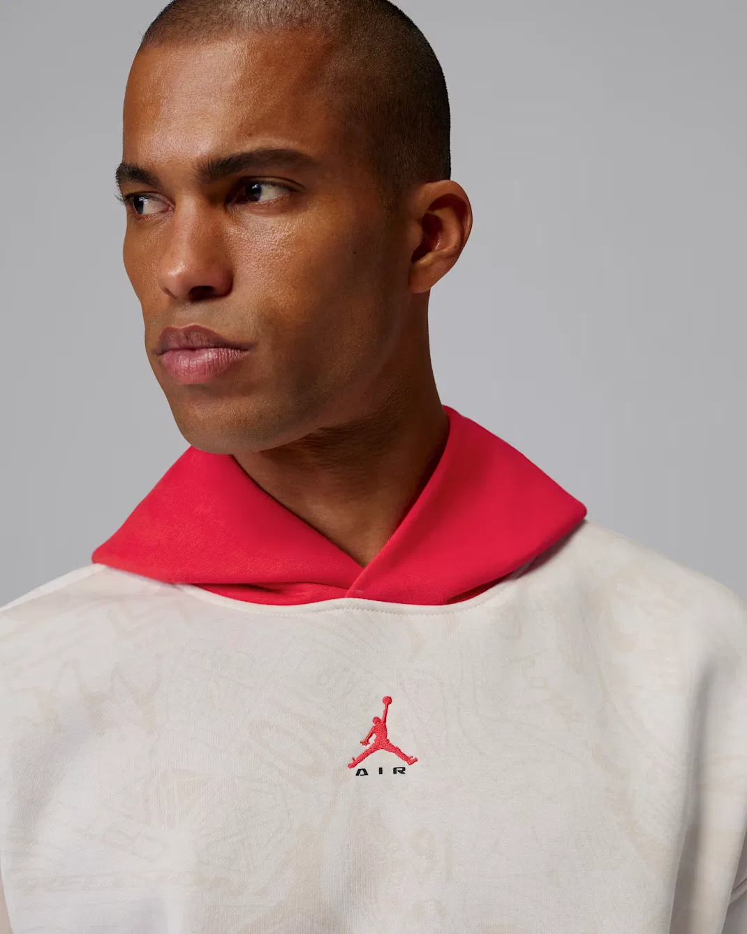 Мужская толстовка с капюшоном Jordan Brooklyn Fleece, Phantom/University Red — фото 3