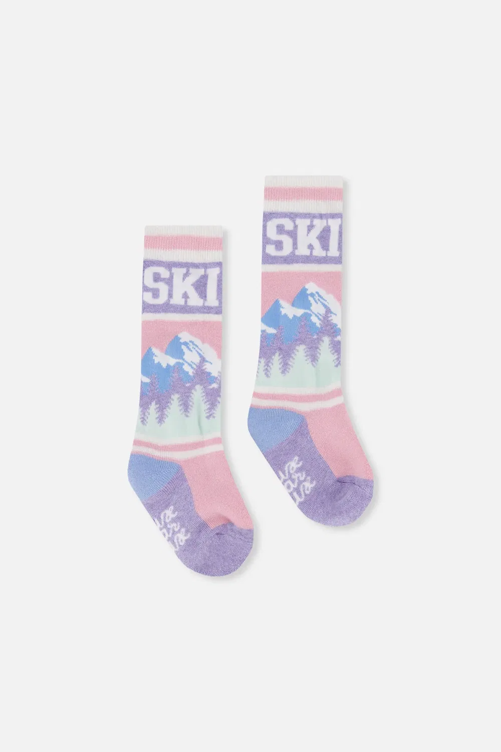 Детские носки для горнолыжного спорта с принтом гор Baby Ski Socks Deux par Deux, Light Pink — фото 2