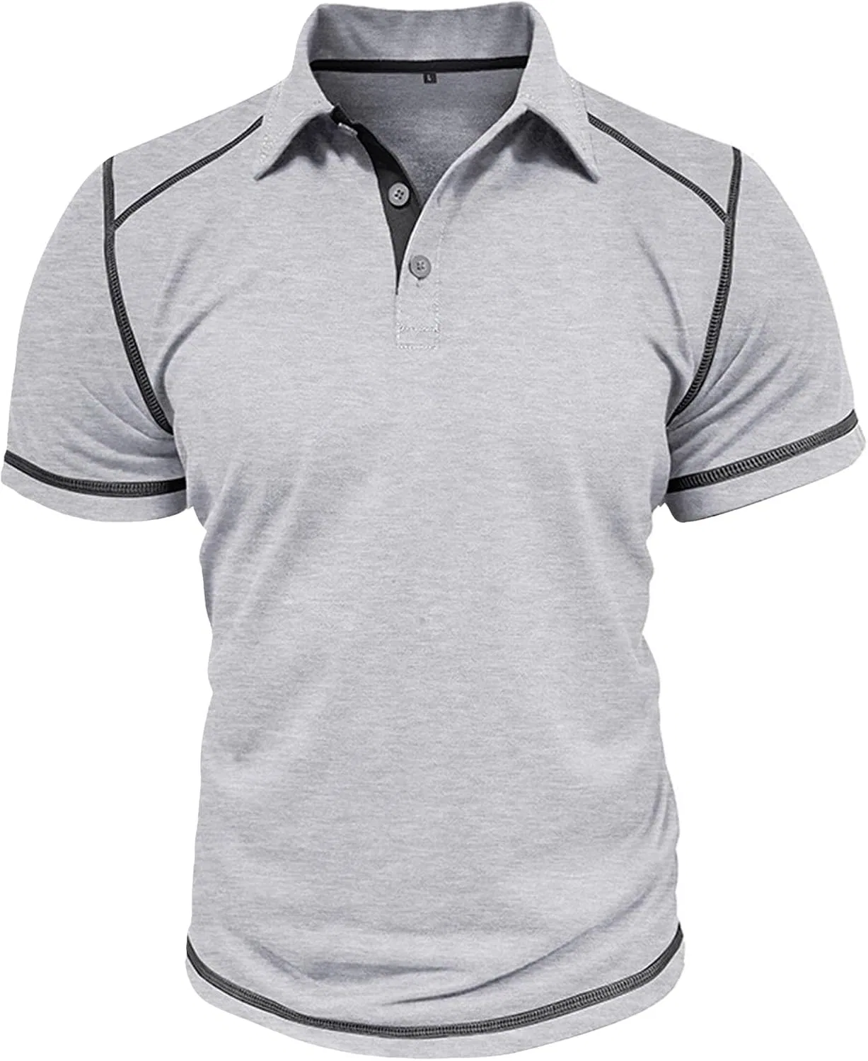 Мужское поло с контрастными вставками, Slim Fit, Grey