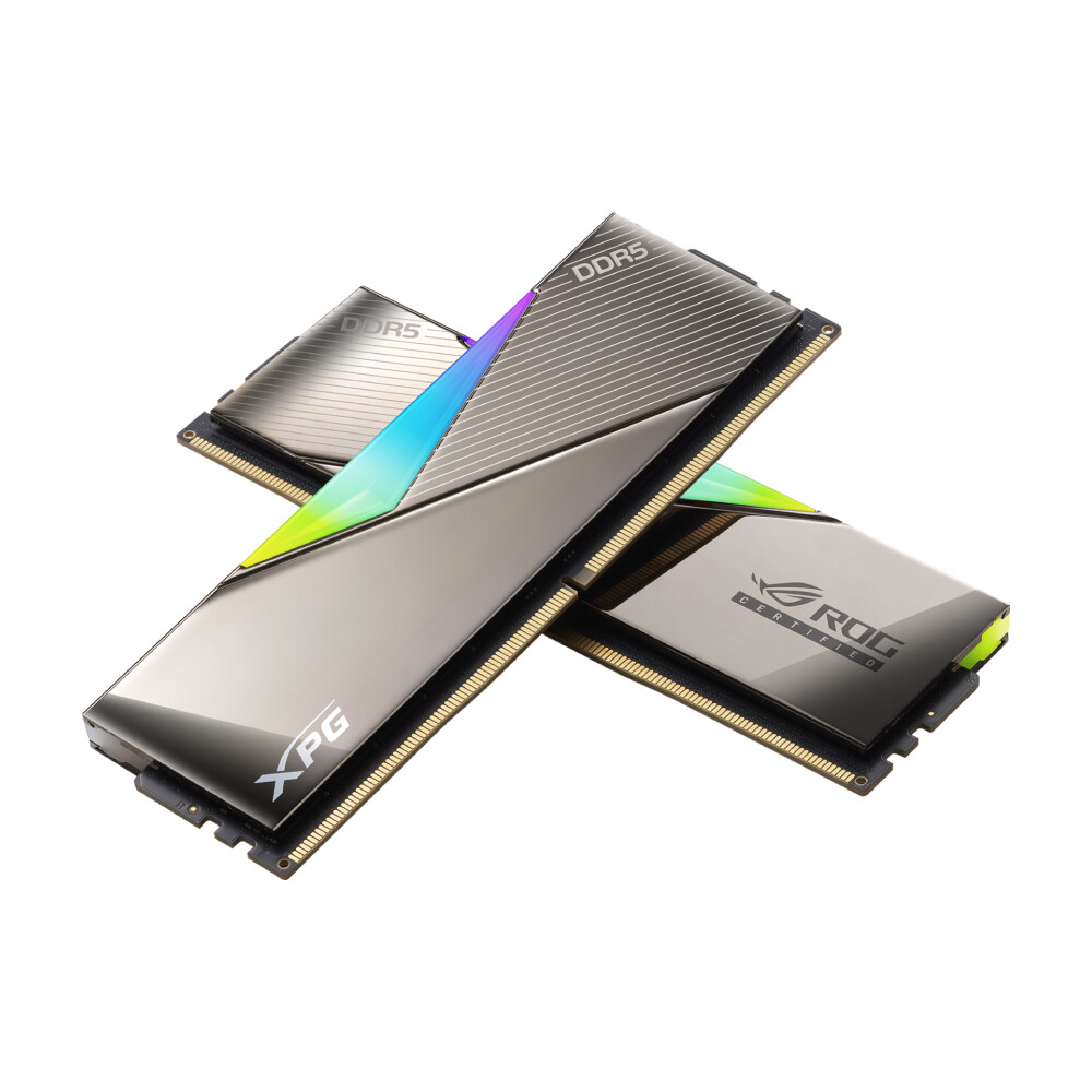 

Оперативная память Adata XPG Lancer RGB ROG Certified, 32Гб DDR5 (2x16 Гб), 6600 МГц, AX5U6600C3216G-DCLARROG, серый