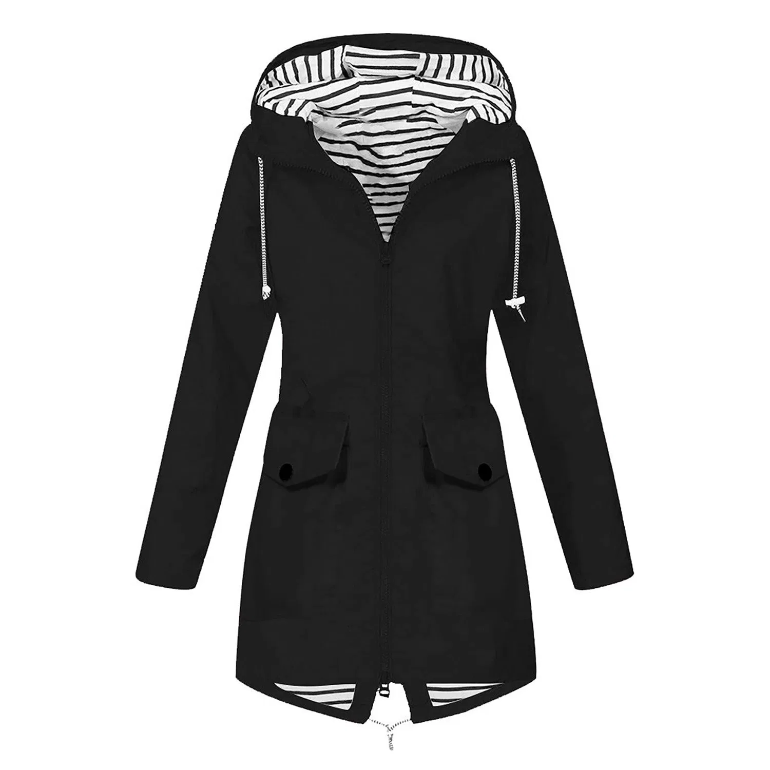 Женская водонепроницаемая куртка с подкладкой, модель Stripe Punching, бренд, A01 Black — фото 3