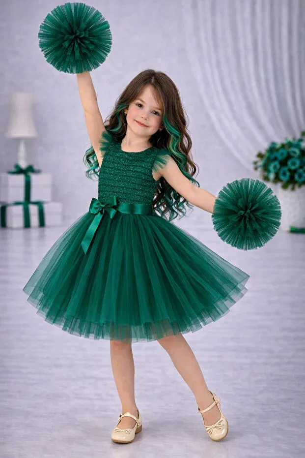 Детское платье для девочек из фатина Party Rumi Kids, Green — фото 2