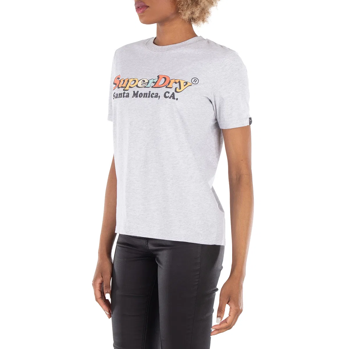 Футболка женская с принтом Rainbow Logo Cotton Superdry, Grey Marl — фото 3