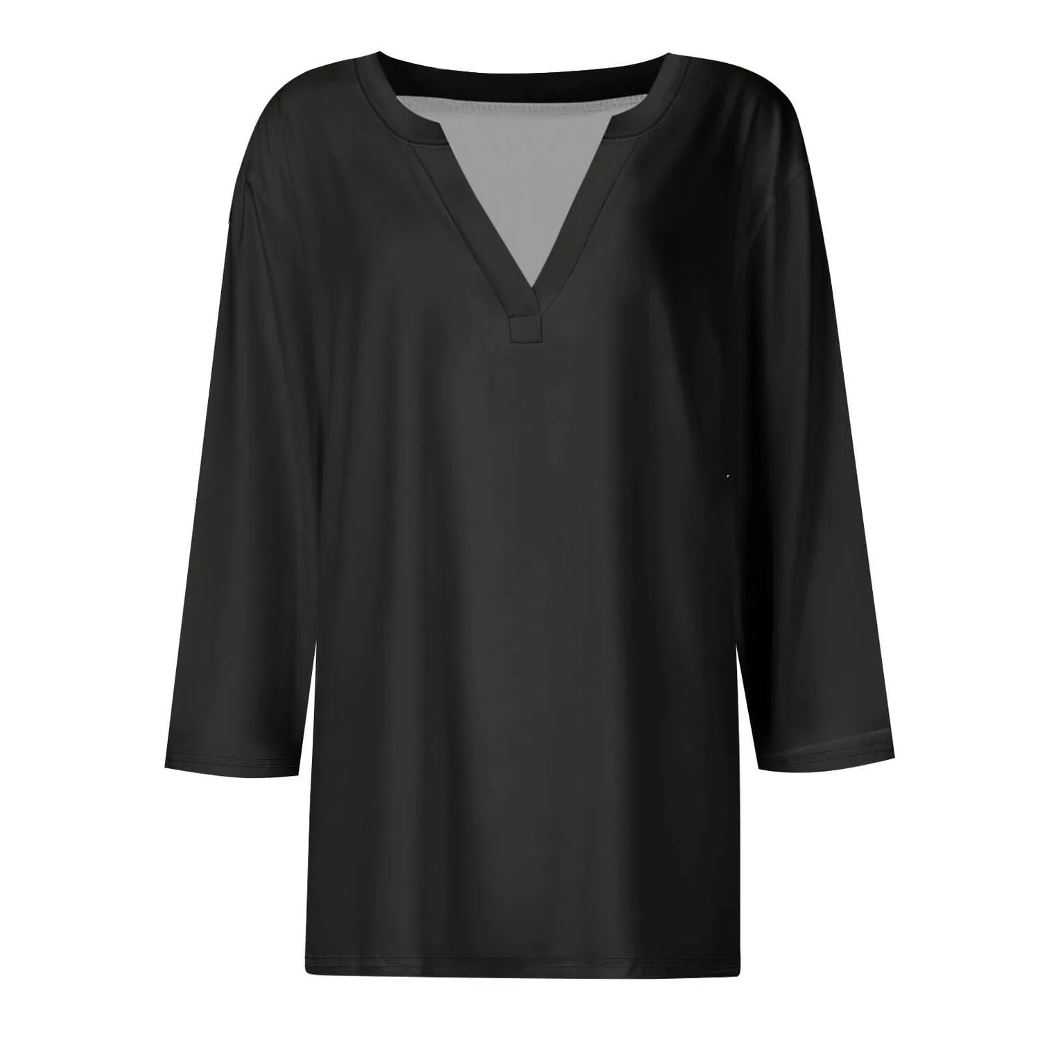 Женская блуза с принтом Women Blouses 3/4 Sleeve V Neck Casual Elegant Summer Boho Floral Print Blouses, 01#black — фото 4