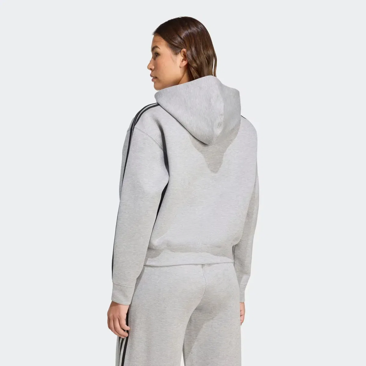 Женская толстовка на молнии с капюшоном из технической ткани Adicolor 3-Stripes Spacer Full-Zip adidas, Grey — фото 2