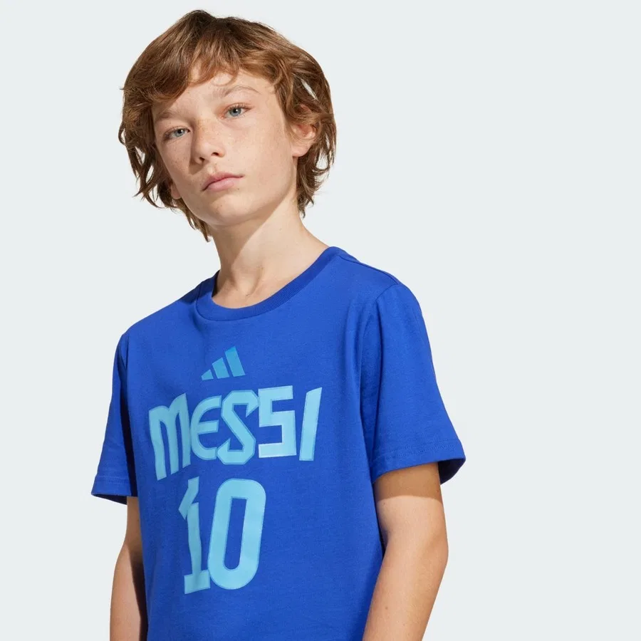 Детская футболка с принтом Messi Name And Number Graphic Tee adidas, Синий — фото 4