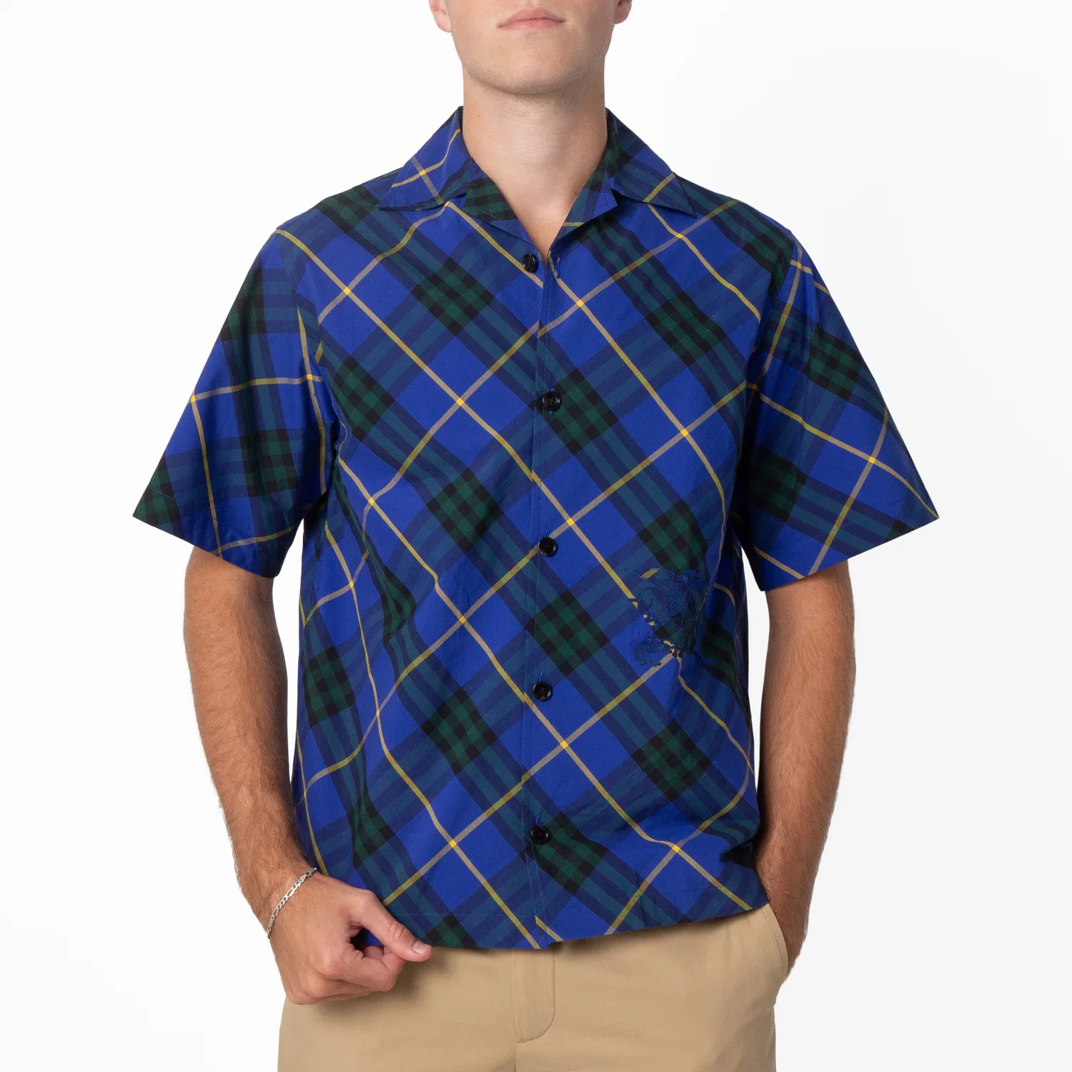 Рубашка с коротким рукавом EKD Check Cotton Poplin Shirt Burberry, Bright Navy Ip Chk