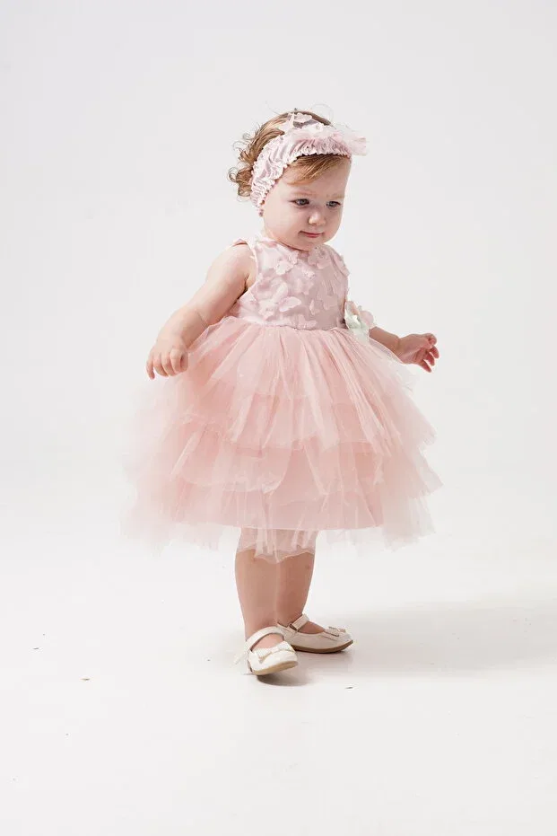 Детское платье для девочек с принтом butterfly Eray Kids, Salmon — фото 3