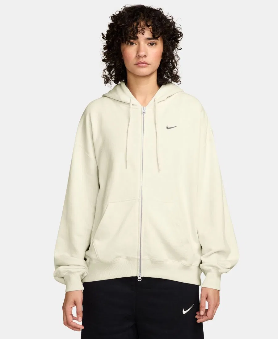 Женский худи из флиса Nike Studio Fleece, свободный крой, с полной застежкой-молнией Nike, Sail Black
