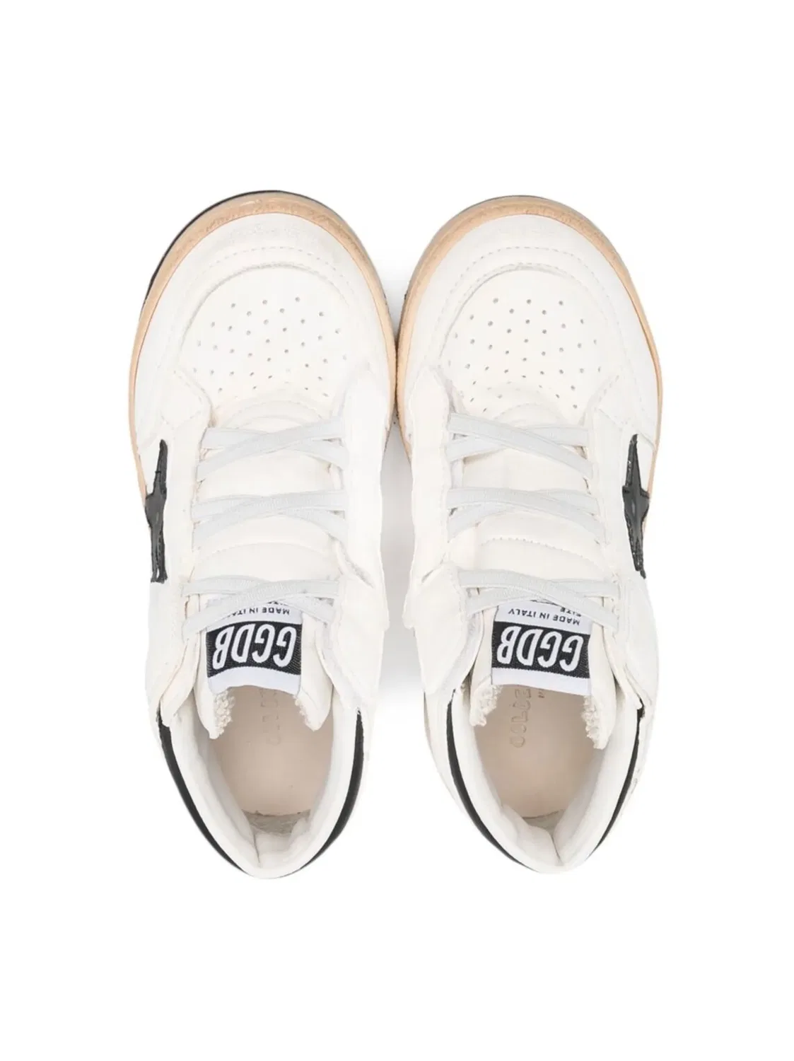 Кожаные высокие кроссовки с звездным принтом Golden Goose, белый — фото 2