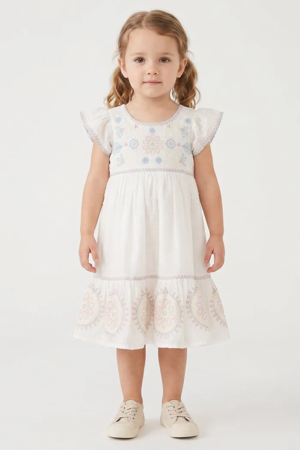 Платье с вышивкой и коротким рукавом Willow & Whistle, айвори
