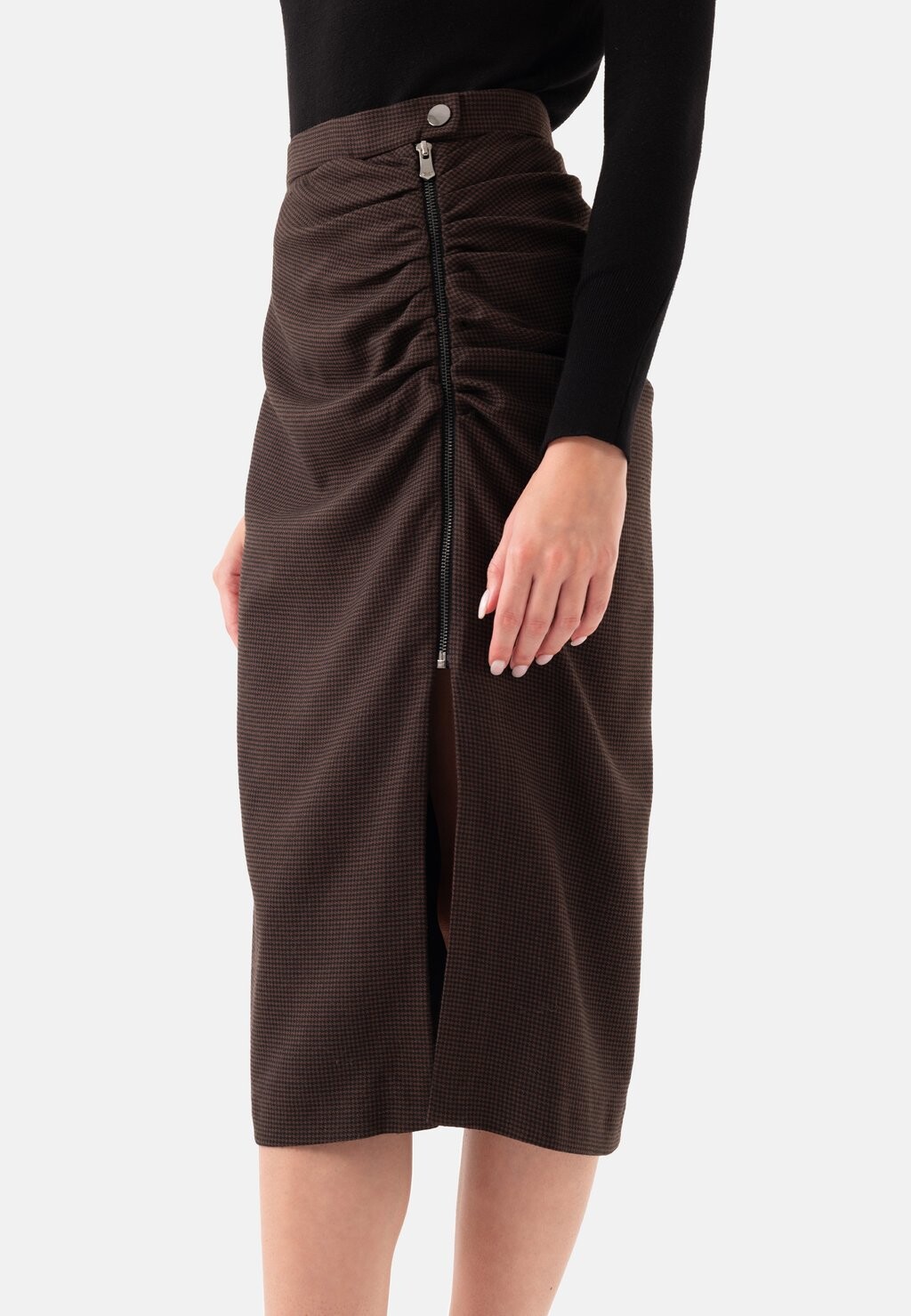 

Юбка-карандаш CROWBAR PATTERN MIDI WITH ZIPPER ON THE SIDE Just Like You, коричневый