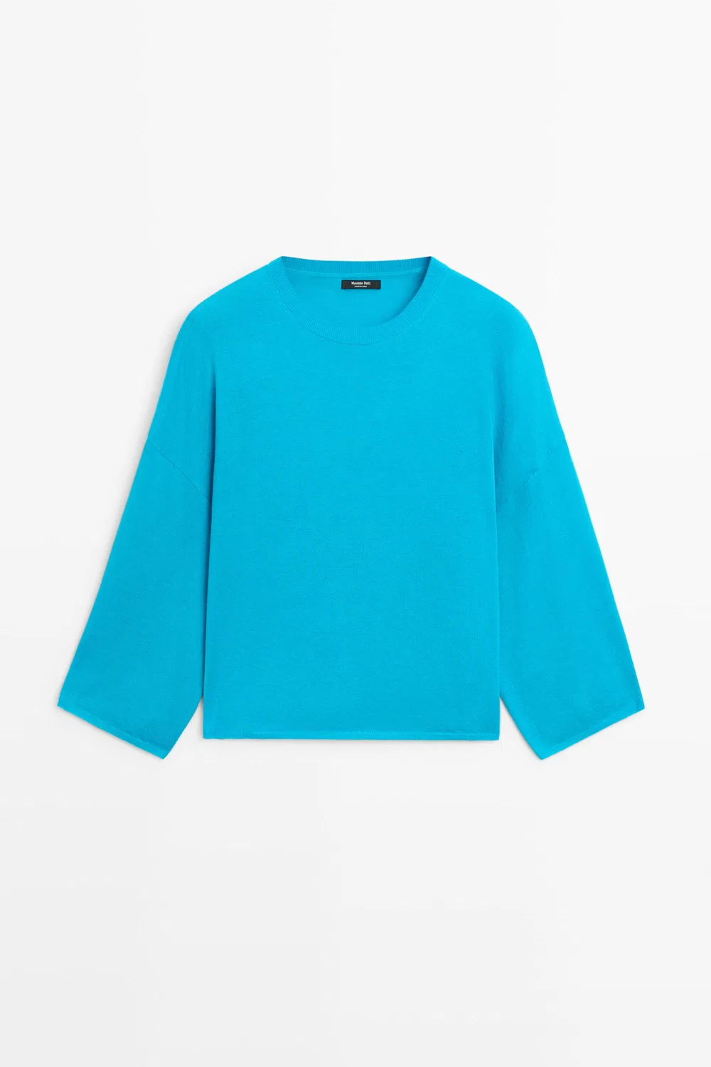Свитер Massimo Dutti Round Neck Knit, бирюзовый — фото 2