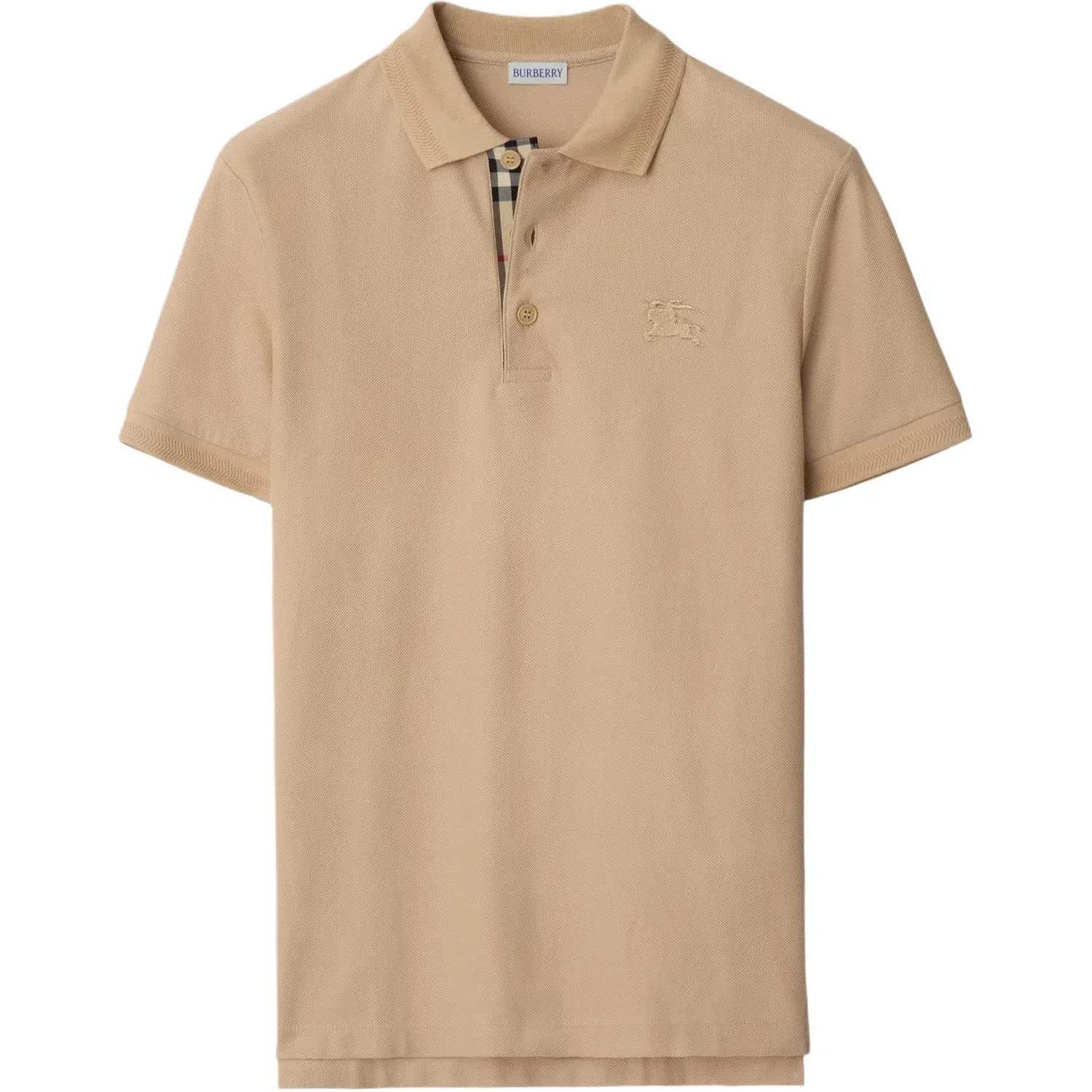 Мужское поло с воротником-поло, умеренный прямой крой Light Camel Burberry