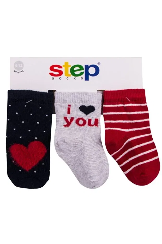 Детский комплект носков для девочек хлопковый 10031 i love you baby girl Step Çorap, Mixed