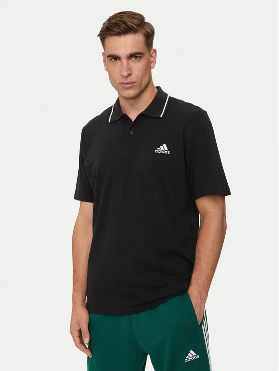 Поло regular fit Essentials Adidas, черный