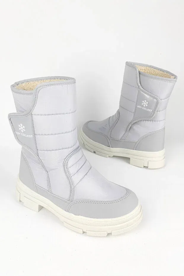 Детские снежные ботинки для девочек водостойкие на липучке Lady Thermal Anti-Slip Sole Velcro Zerenyus, Ice — фото 3