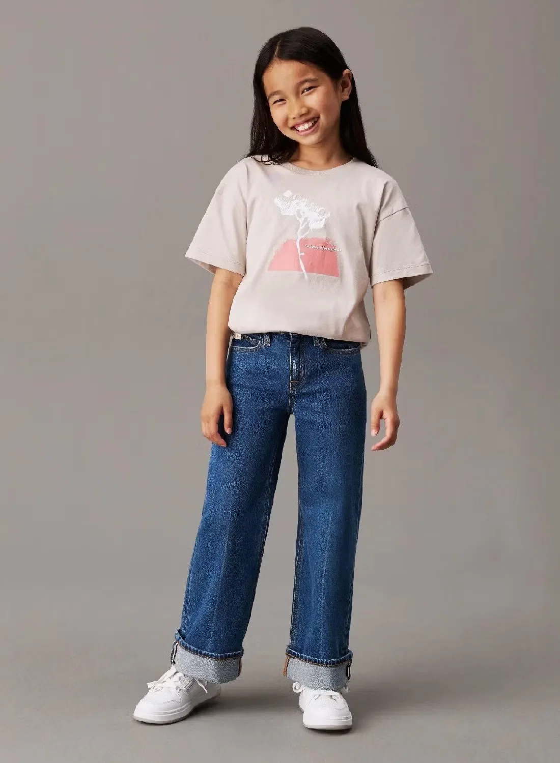 Футболка с принтом природы оверсайз Calvin Klein Jeans, серый — фото 4