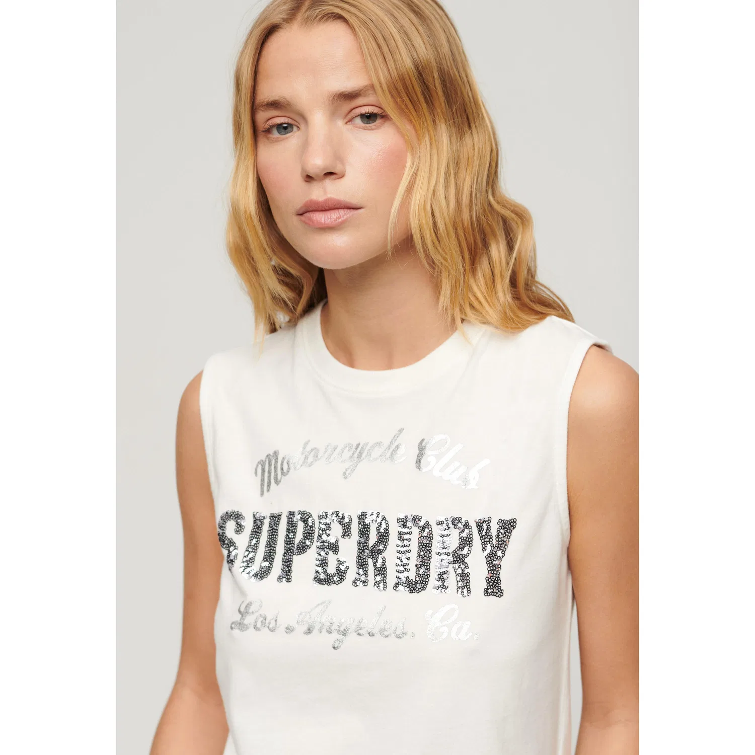 Женский топ без рукавов с принтом Archive Superdry, Beige / Baumwollweiss / Weiss — фото 2