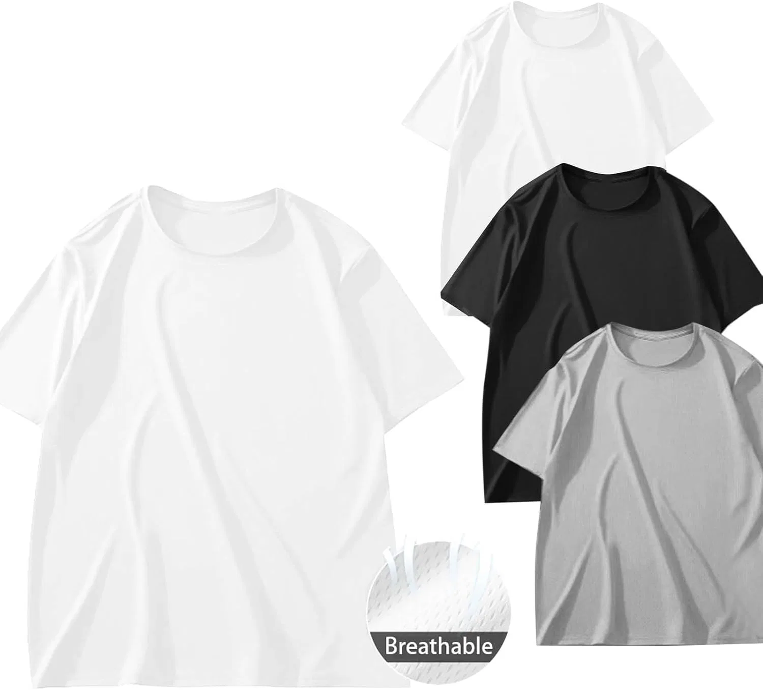 Мужская футболка свободного кроя с круглым вырезом, White — фото 2