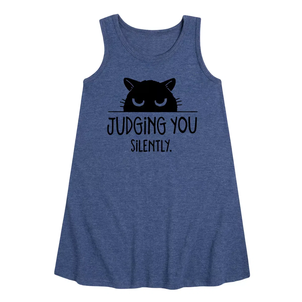 Детское платье-трапеция для девочек без рукавов Judging You Instant Message, Heather Navy
