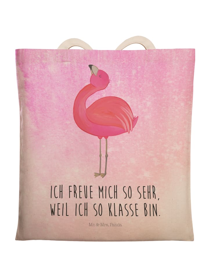 

Шоппер Mr. & Mrs. Panda Einkaufstasche Flamingo Stolz mit Spruch, цвет Aquarell Pink